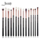 Jessup 15Pcs Профессиональные кисти для макияжа Набор для макияжа глаз Подводка для глаз Shader Wood Handle Натурально-синтетические волосы ЧерныйРозовое золото