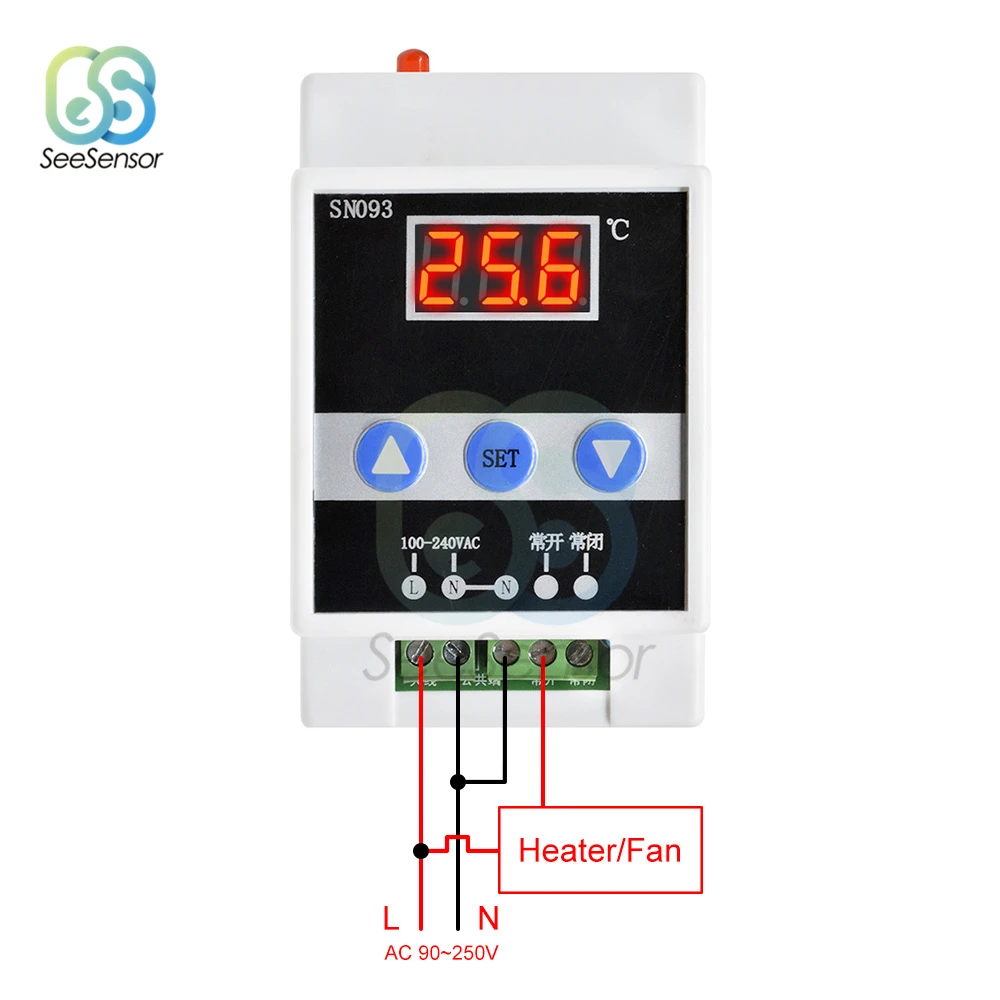 Guide Rail Thermoregulator Digital Temperature Controller Thermostat Refrigeration Heating Control 110-240V | Инструменты