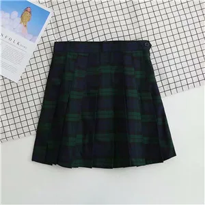 P23 green S002 Streetwear High Waist Tartan Green Mini Skirt Punk Women A-line Skirt harajuku plaid skirts womens Casual Slim Short Skirt - Цвет: P23 green S002