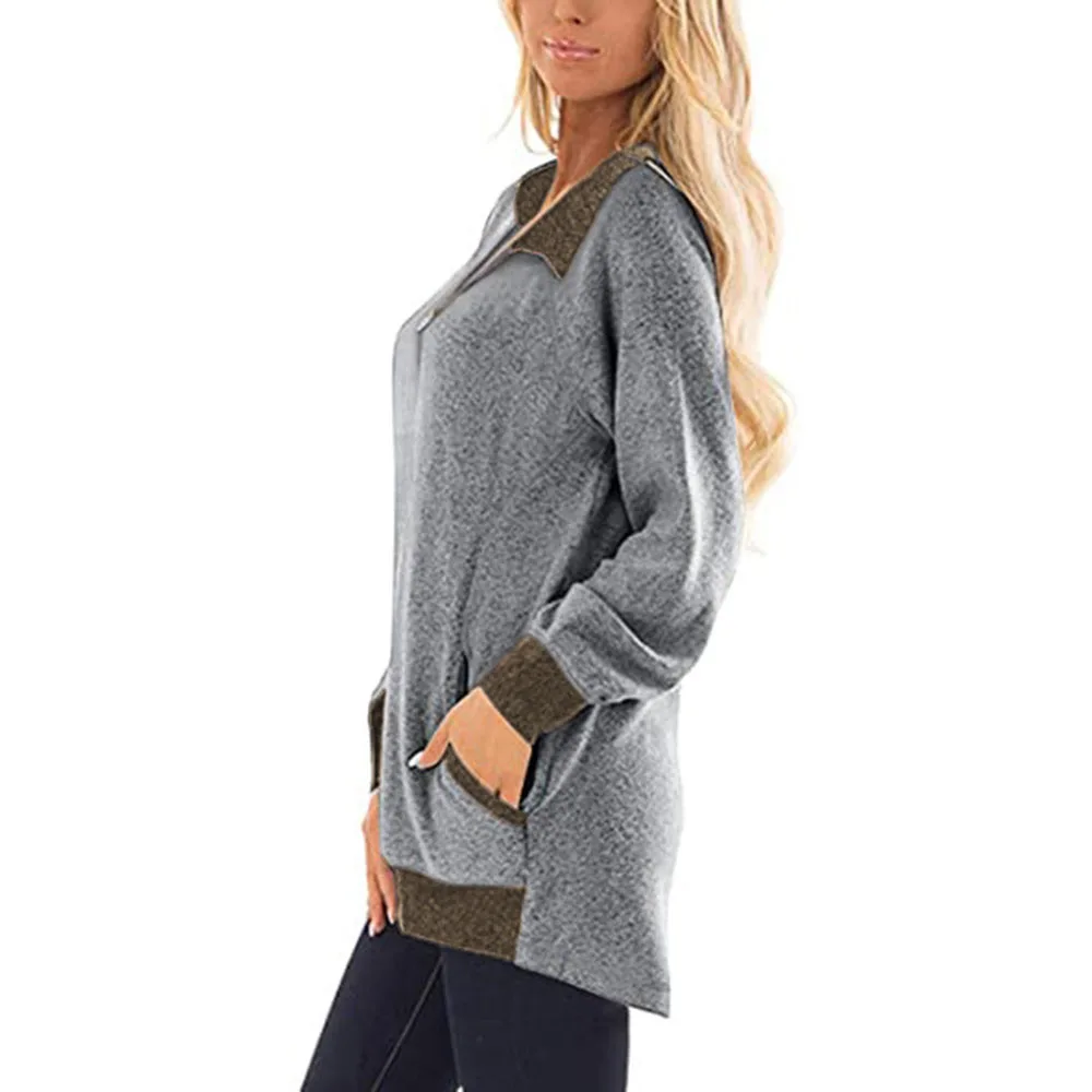 

Women Stand Collar Sweatshirt Autumn Half Zipper Letter Print Pullover Vintage Long Sleeve Oversized Warm Winter Female Tops