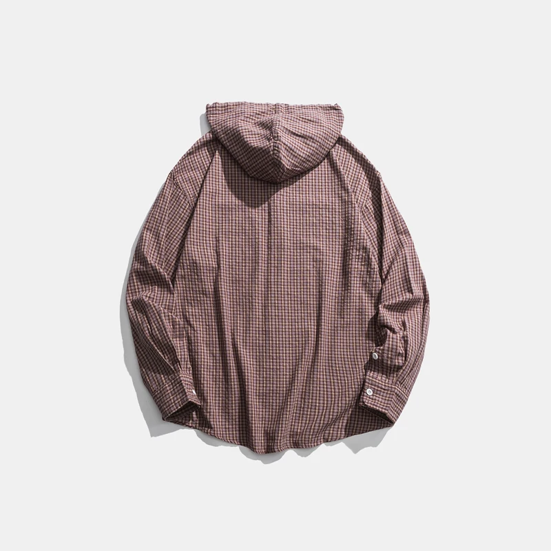 Ретро Харадзюку мужские рубашки с капюшоном в стиле хип-хоп Уличная клетчатая