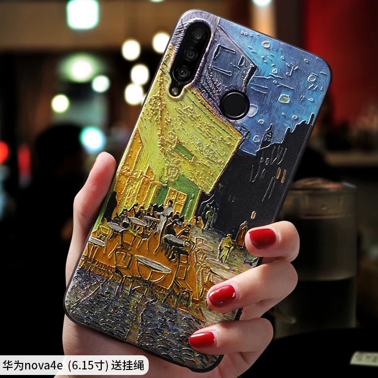 Винтаж Звездная ночь картина маслом рельефный чехол для huawei nova 5 Pro, nova 5i pro, nova 4, nova 4e(P30 Lite) крышка - Цвет: 4 nova 4e(P30 Lite)