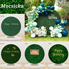 Фон Mocsicka для фотосъемки с изображением круга зеленых листьев травы стены дня рождения Декорации для детских крестин