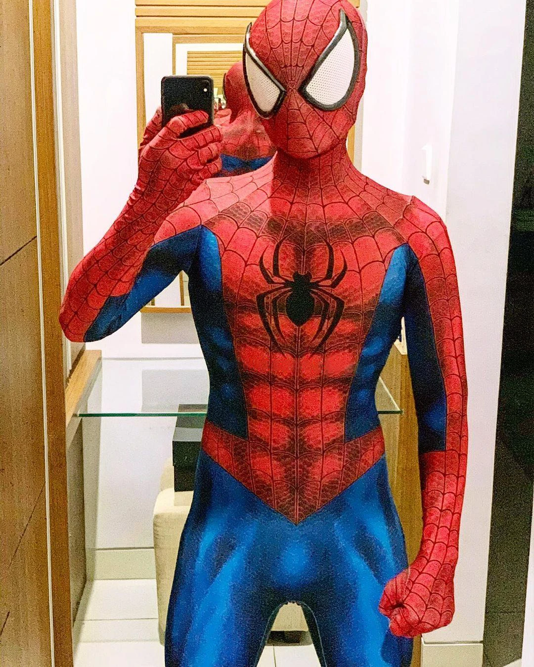 

Classic Peter Parker Cosplay Costume Big eyes 3D printed Spandex Lycra Halloween disfraces para Bodysuit Zentai Cosplay Costume