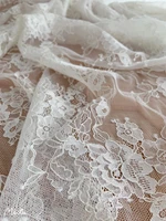 ivory mesh lace fabric rose tulle embroidery retro floral gauze for home decorparty diy weddingcurtain