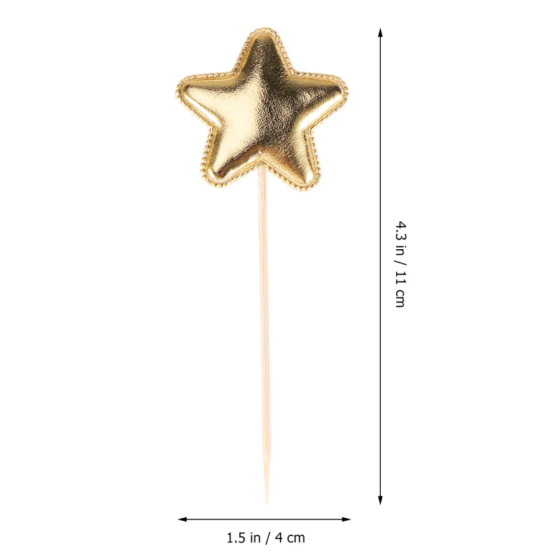 

10pcs Star Cake Toppers Adorable Cake Picks PU Cupcake Decor Party Supplies for Wedding Birthday Festival