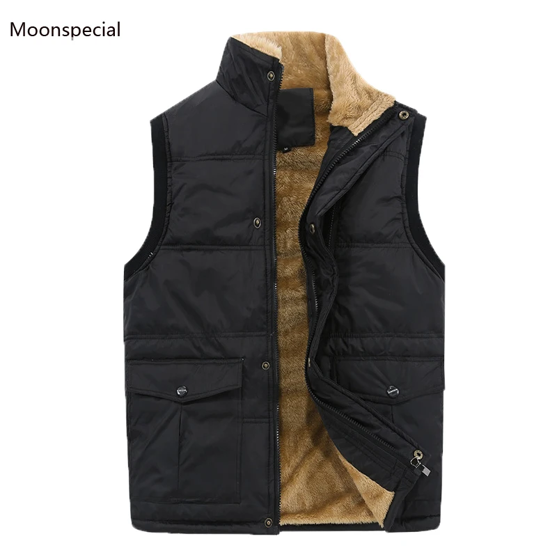 

2020 Winter Men Vests Fleece Thick Warm Waistcoat Mens Casual Thermal Soft Sleeveless Jackets Male Brand Clothing