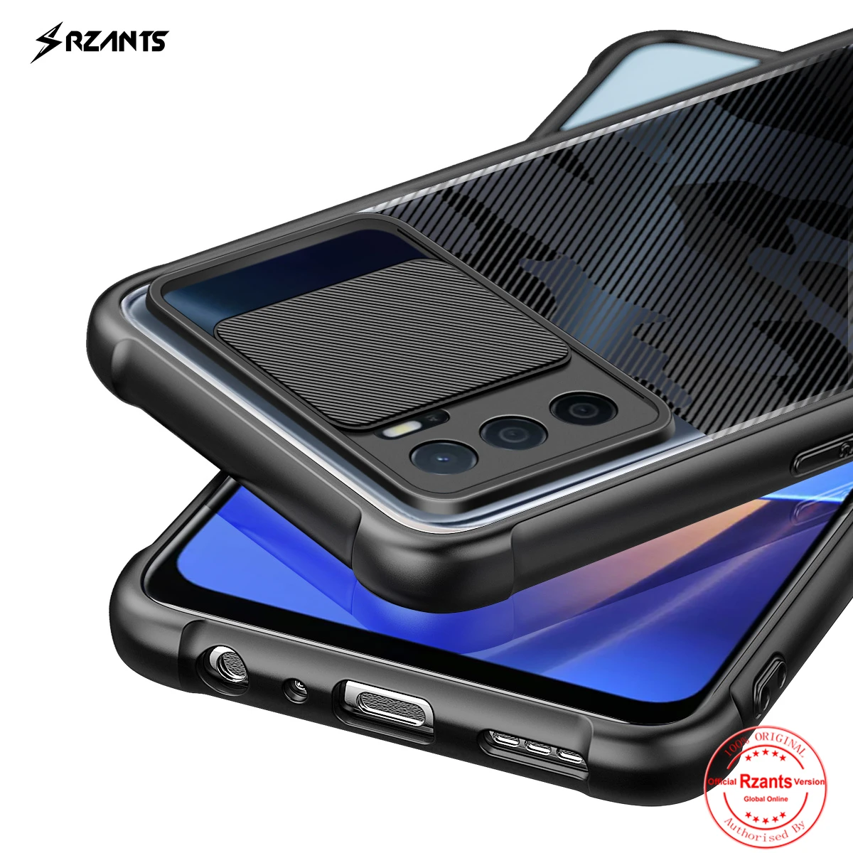

Rzants For OPPO A16 Case Hard [Camouflage Lens] Camera Protection Hlaf Clear Cover