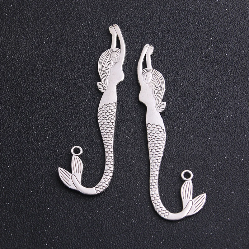 2 шт. 11*81 мм Металлические сплав двухцветные Подвески Медальоны русалки для