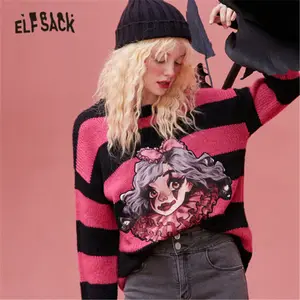 Женский Повседневный трикотажный пуловер ELFSACK x NEIMY Harajuku, осенний свитер с длинными рукавами и изображением эльфа, винтажные женские топы в Корейском стиле, 2020