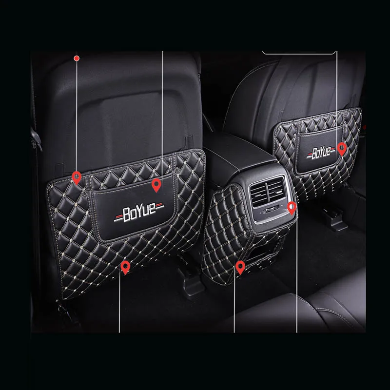 ?? Lsrtw2017吉利azkarra Boyueプロカーシート抗kickマット繊維レザーインテリアアクセサリー2020 2021プロテクター自動