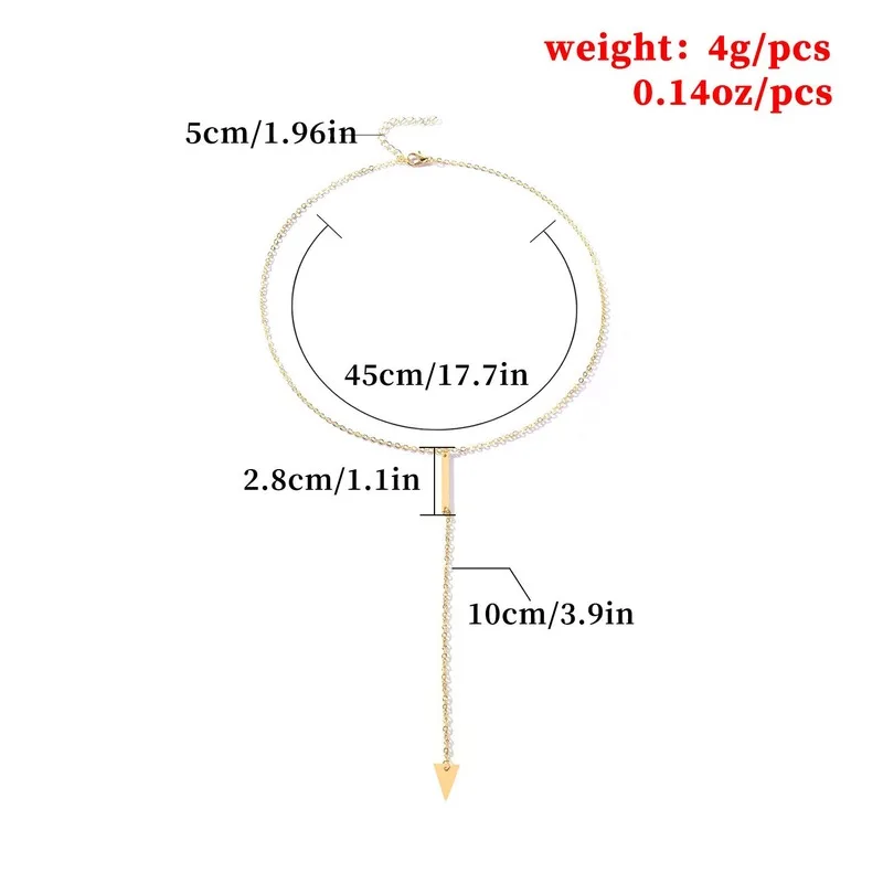 Простое металлическое геометрическое треугольное ожерелье с кисточкой