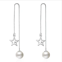 kofsac new 925 sterling silver earrings for women simple cute star pearl drop earring jewelry ear line lady valentines day gift