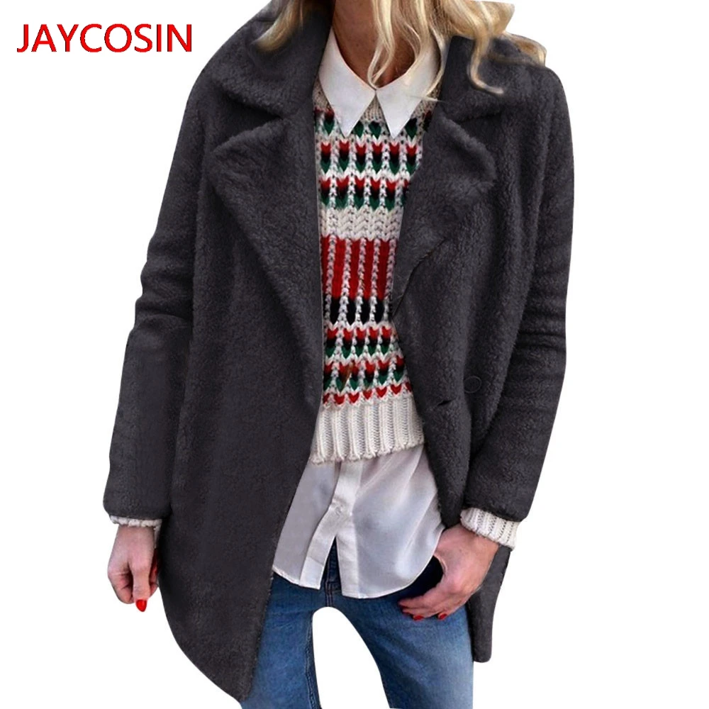 JAYCOSIN Женская куртка Зимние теплые пальто и куртки женские повседневные Lapela воротник длинный рукав горячая