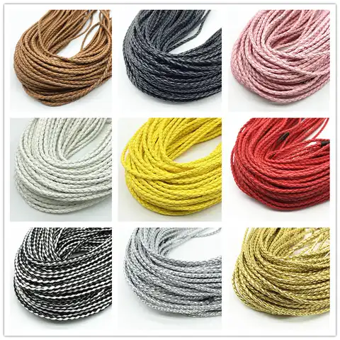 Плетеная веревка из искусственной кожи, 2 м, 3 мм, четыре нитки