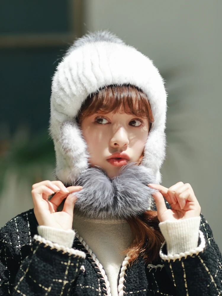 Женские новые меховые шапки на зиму шапка из натурального меха норки с помпоном