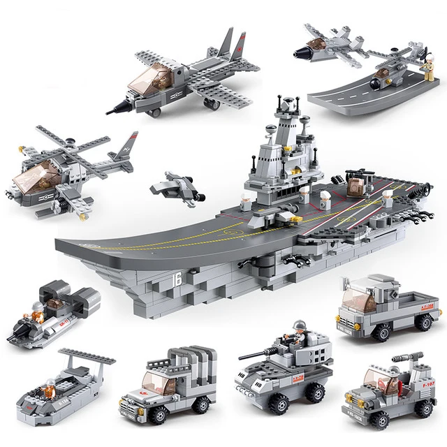 Модель Sluban строительные блоки морская подводная лодка военный корабль самолет Aircrafted Перевозчик военный корабль боевой крейсер Фрегат игрушки