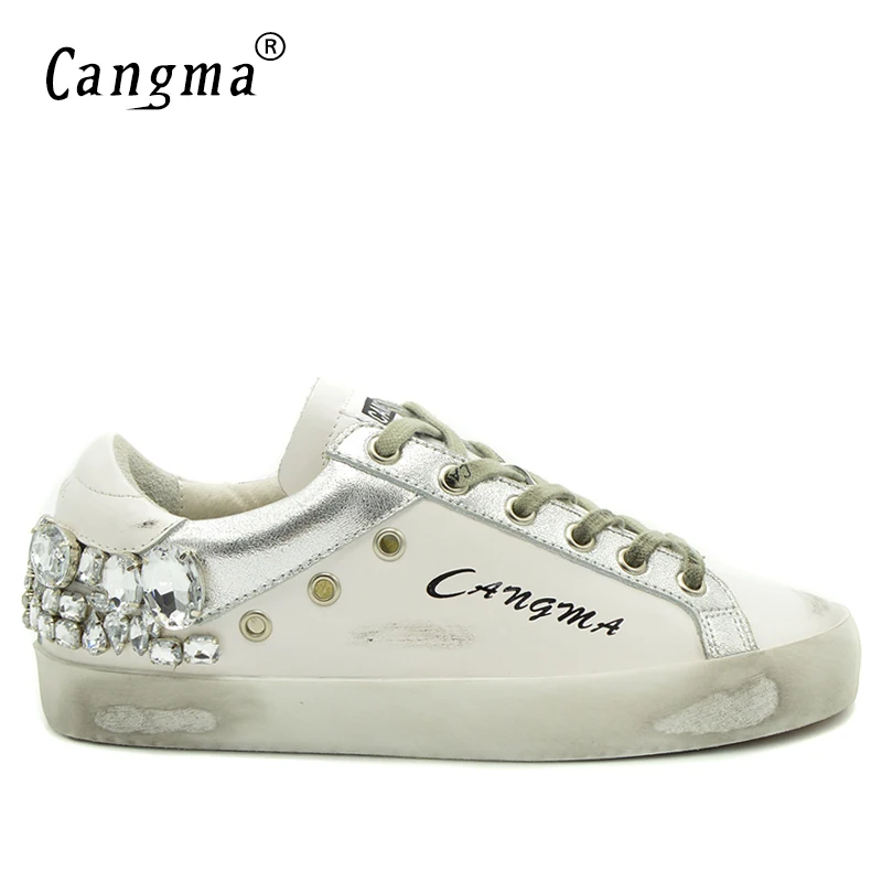 CANGMA мужские кроссовки 9908 Бренд стразы; туфли из натуральной кожи, на шнуровке, туфли в стиле «хип-хоп»; тканевая дышащая Спортивная обувь больших размеров