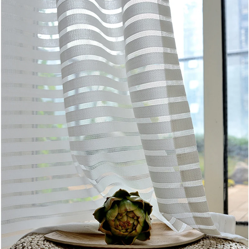 Однотонные занавески в горизонтальную полоску для спальни гостиной жаккардовые
