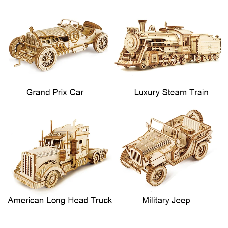 

Artificial 3D Wooden Puzzle Train Model DIY Wooden Train Toy Mechanical train model kit home decora room decortion accessories