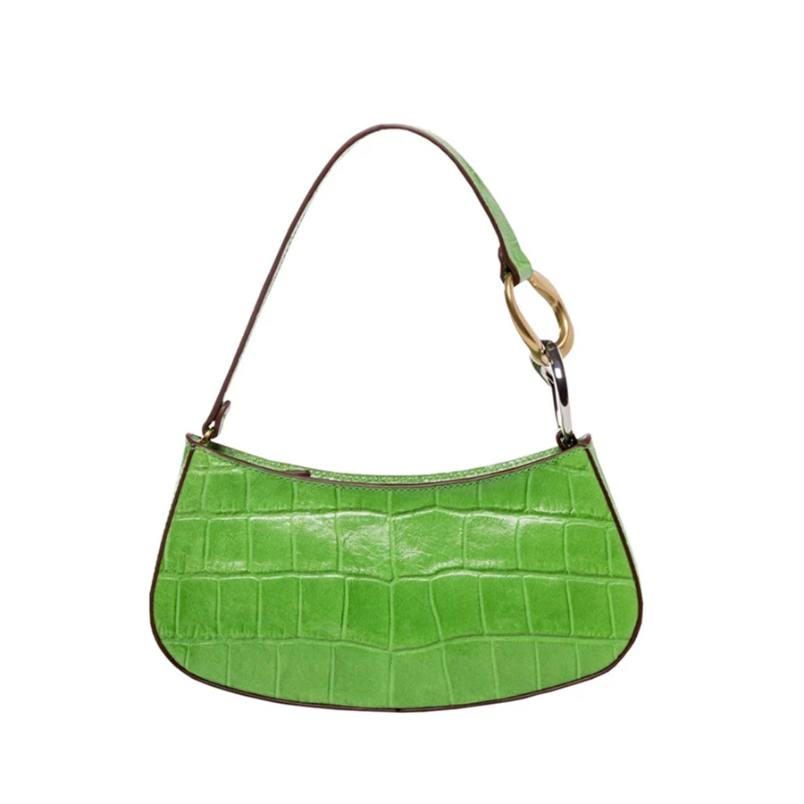 

French Crocodile Pattern Underarm Bags Women Fashion PU Leather Shoulder Armpit Bag 2021 Luxury Design Baguette Handbags Bolsas