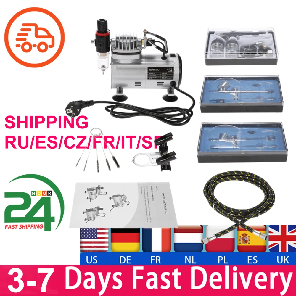 Аэрограф KKmoon с компрессором профессиональный краскопульт двойного действия 3