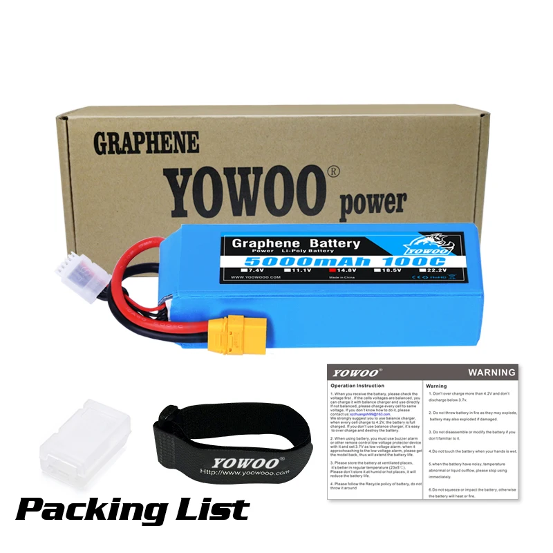 Yowoo-Bater&iacute;a de grafeno Lipo 3S 4S 6S, 11,1 V, 14,8 V, 22,2 V, 2200mah, 5000mah, 6000mah, 3000mah, XT60, XT90, EC5, 100C, piezas de coche de avi&oacute;n a control remoto-3