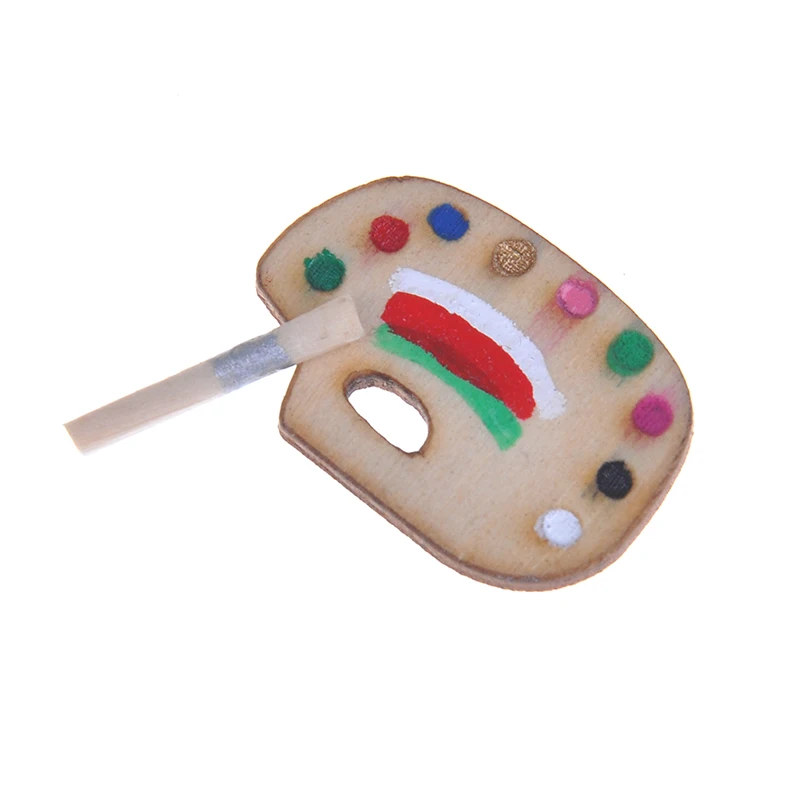 

1 компл. 1:12 кукольная миниатюрная палитра + 1 кисть миниатюрная цветовая палитра набор модель 19 * 27 мм мини кукольный домик мебель игрушки