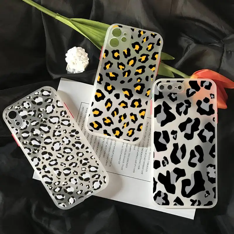 

Fashion Leopard zebra Pattern Phone Case matte transparent For iphone 7 8 11 12 plus mini x xs xr pro max cover