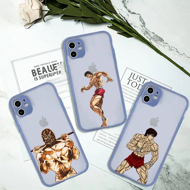 

baki hanma body Phone Case for iPhone 13 12 XS 11 pro max mini se2020 7 8 plus X XR color gray matte transparent coque shell