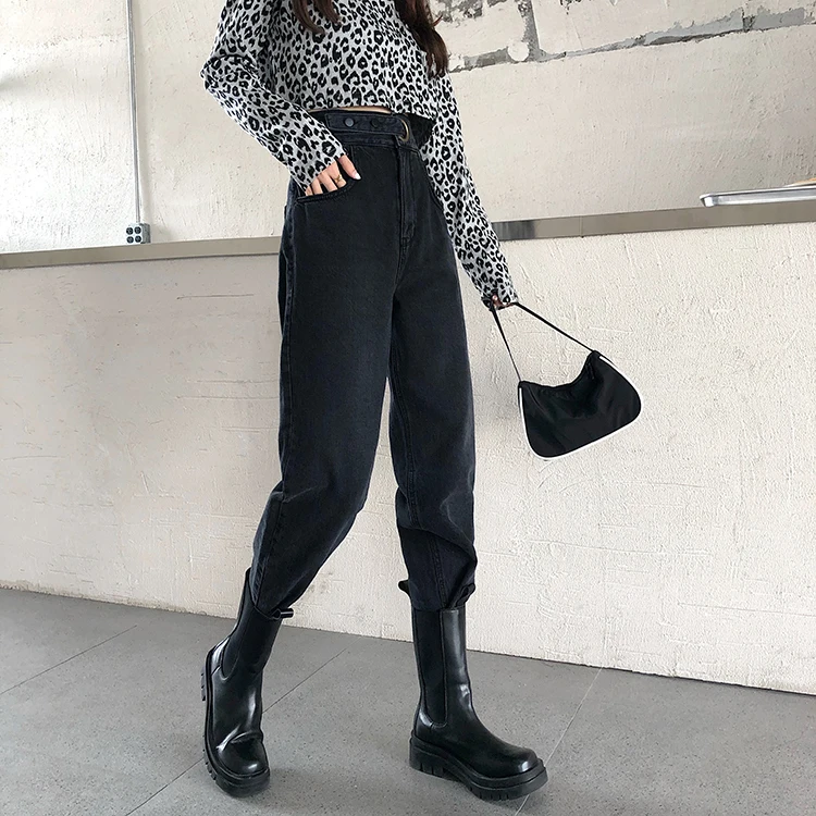 

S-XL 2020 autumn korean style women vintage denim Pants Casual blue high waist jeans for women straight long pant woman(78528)
