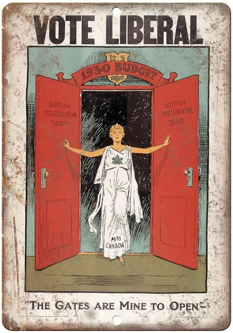 

Vote Liberal Weed Miss Canada Metal Tin Sign Retro Vintage Sign for Home and Bar Wall Decor 20x30cm