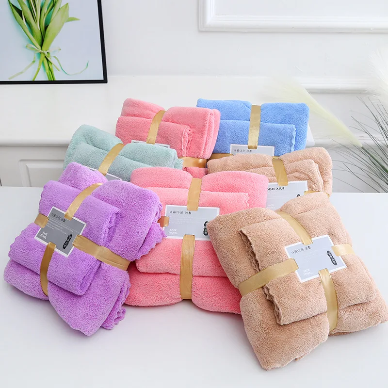 

1Pc Multicolor Towel Household Bathroom Microfiber Solid Quickly Dry Hair Face Towel Absorbent Coral Velvet Bath Towel Suit