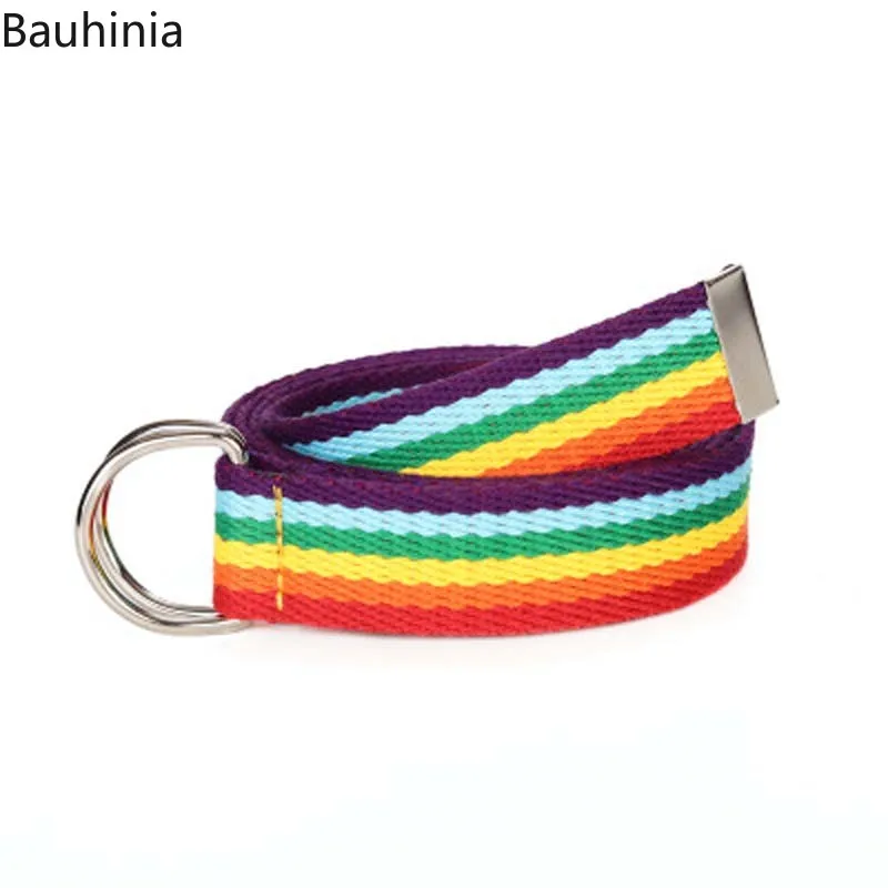 

Bauhinia New Seven-color Double-loop Canvas Woven Belt With Buckle Personality Casual Candy Color High Quality Belt