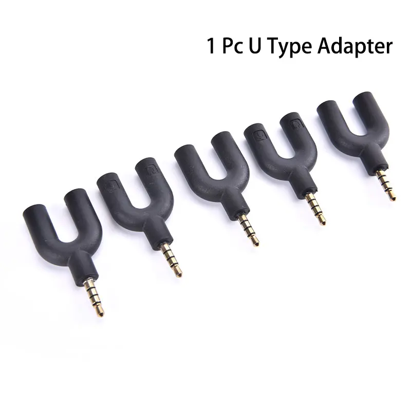 U Type Adapter Dual 3.5 MM Headphone Plug Audio Cables Splitter Microphone 2 in 1 Swivel Connector for Android iPhone