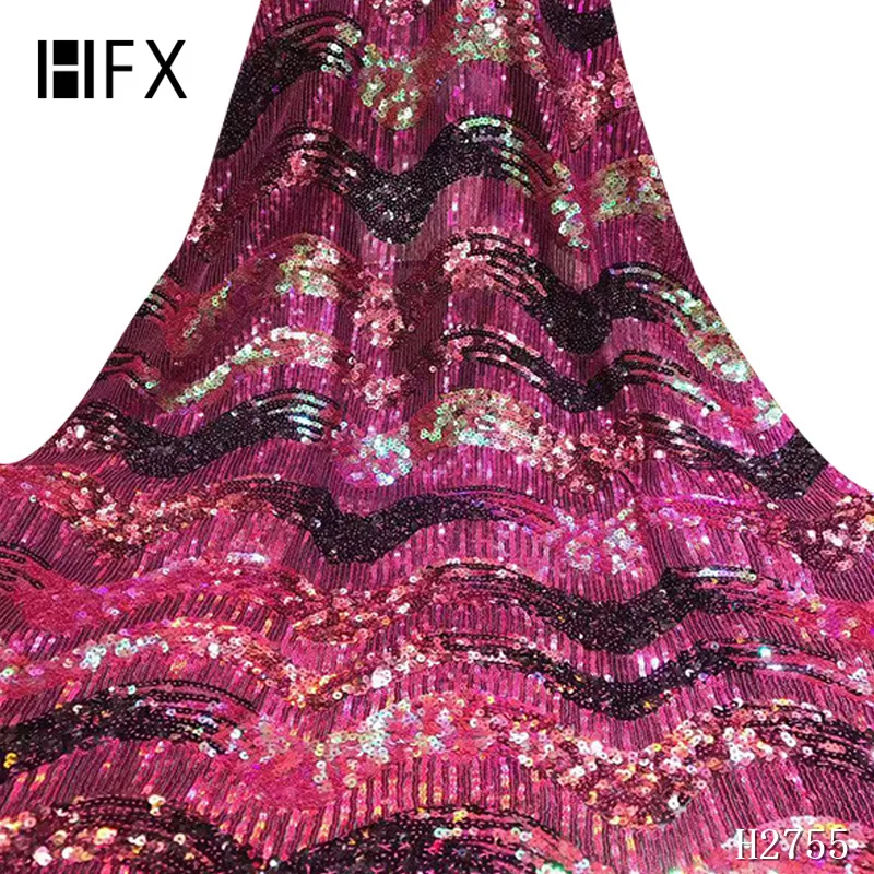 HFX оптовая цена Высококачественная 3d блестки нигерийская Свадебная лента ткани 5