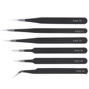 Промышленные пинцеты 1,5 мм, набор антистатических пинцетов из нержавеющей стали для ремонта мобильный телефон, прецизионный щипцы ESD ESD10-ESD15