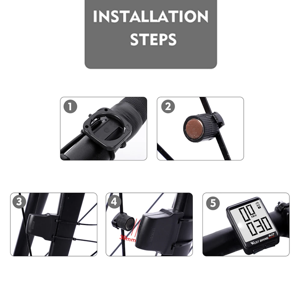 Велосипедный беспроводной компьютер многофункциональный большой цифровой