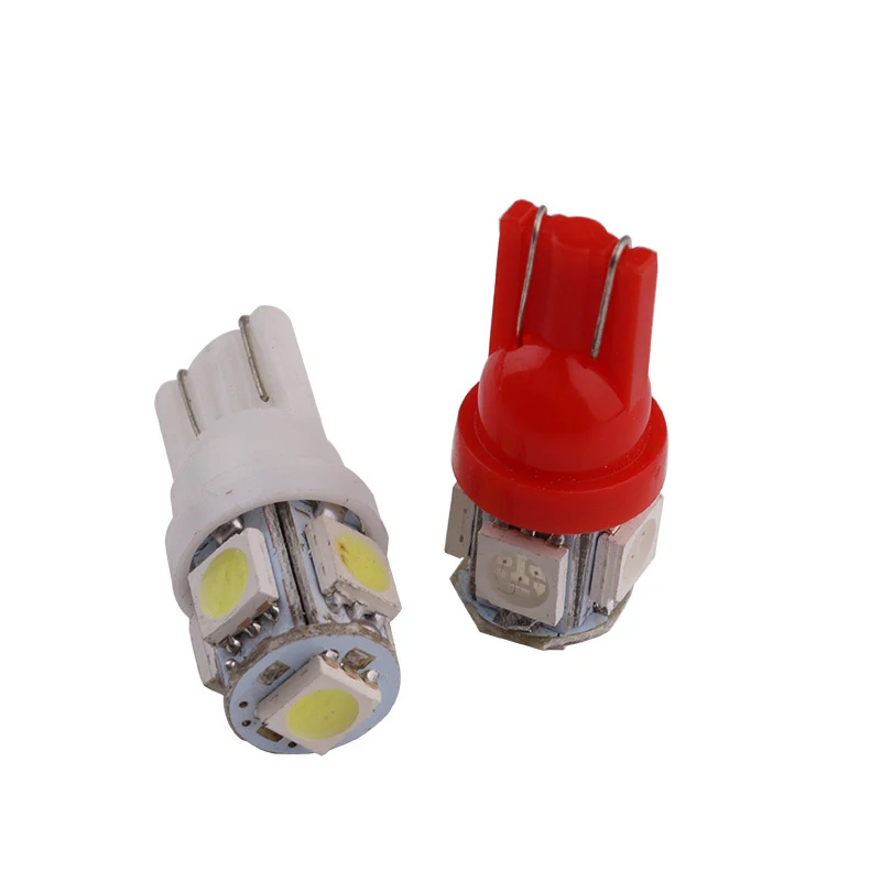 

10pcs T10 W5W LED Bulb 5 SMD LED White Blue Red Yellow Green 194 168 Super Bright Wedge Lights Bulbs Lamps 12V 5050 SMD