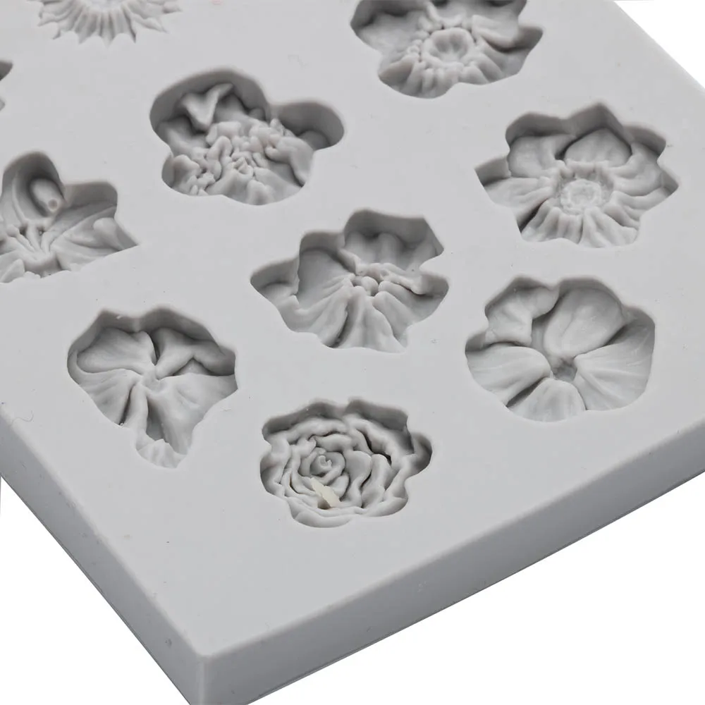 Sugarcraft 1 шт. цветок силиконовая форма помадка форма для украшения торта инструменты форма для шоколадной мастики 11 отверстий поделки из полимера