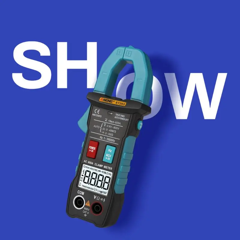 ST203 Цифровой мультиметр-зажим Ампер 4000 отсчетов истинный RMS токовый клещи