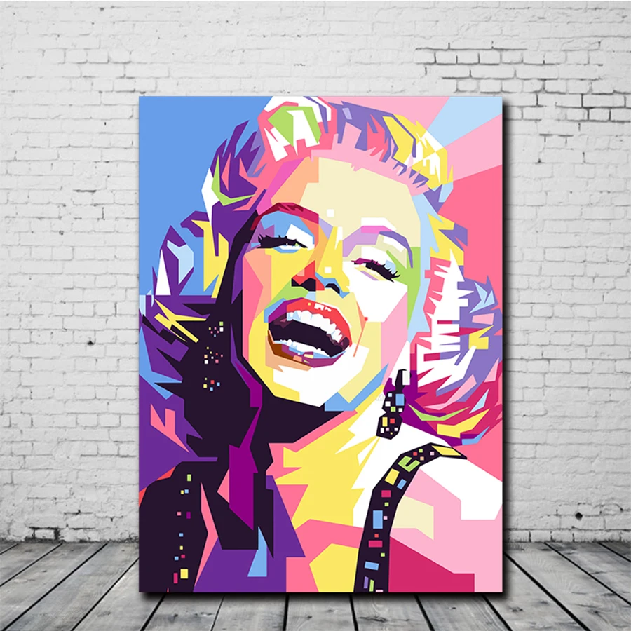

Colorful Monroe Canvas Painting Portrait Abstract Posters and Prints Canvas Wall Art Pictures for Living Room Home Decor