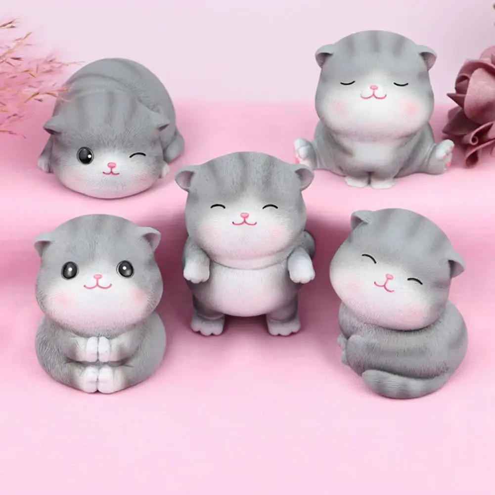 

Cartoon Cat Resin Miniature Figurine Micro Landscape Garden Car Dashboard Decor