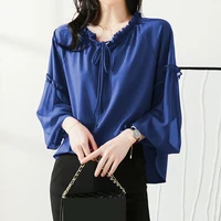 shirt womens autumn 2021 new design sense niche french retro korean loose blouse women long sleeves solid casual