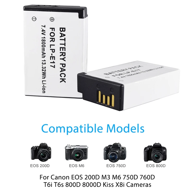ABHU-2Pc Lp-E17 Батарея+ ЖК дисплей Usb двойной Зарядное устройство для цифровой однообъективной зеркальной камеры Canon Eos 200D M3 M6 750D 760D T6I T6S 800D 8000D поцелуй X8I камеры