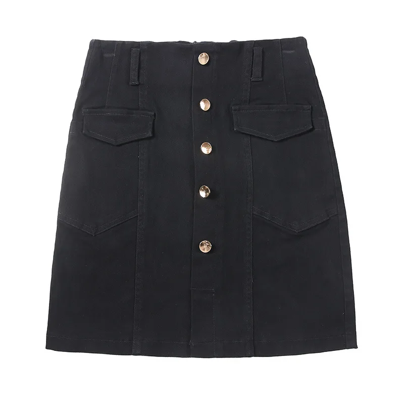 

Turong summer fashion hip skirt women's high waist single breasted one step skirt professional skirt Black Slim skirt