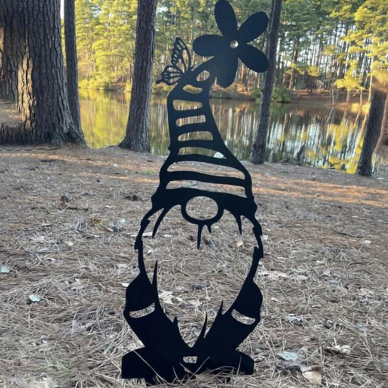 

1/4pcs Santa Gnome Elf Silhouette Stake Art Fairy Garden Yard Home Decoration