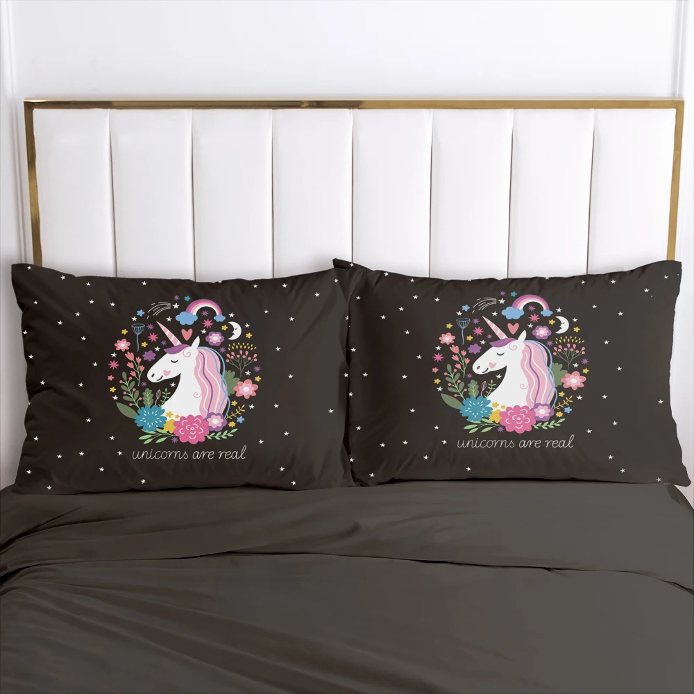 

3D Unicorn 2PCS Pillow Cases Cartoon Decoration Throw Pillow Cover Bedding PillowCase For Baby Kids Child Girls Boys 50x75 70x70