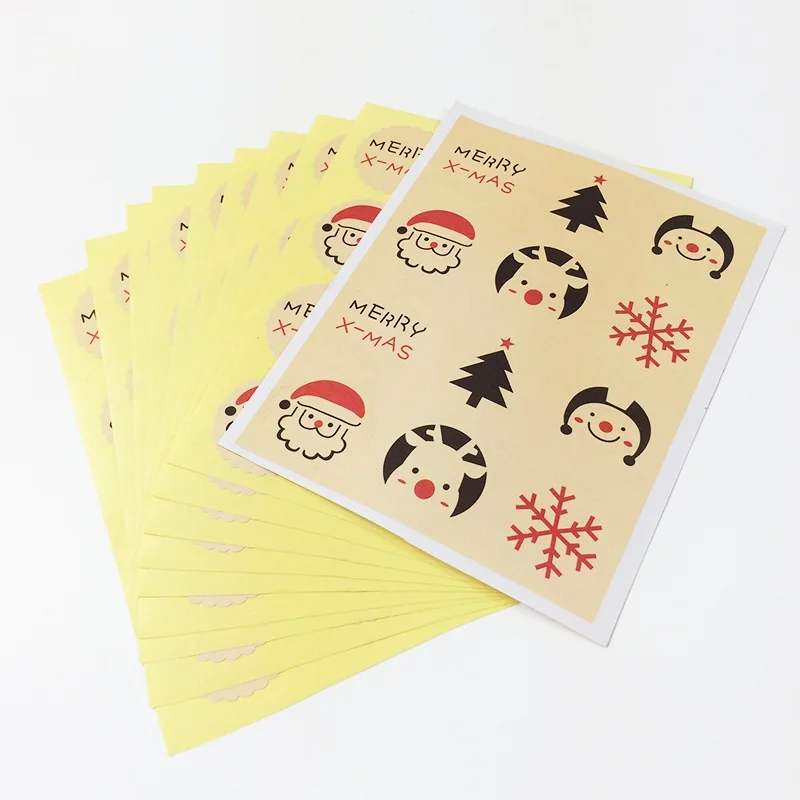 

1200 Pcs/lot Kawaii Christmas Theme Kraft Paper Sticker Merry Christmas Seal Sticker DIY Paper Label Kid Stationery Stickers