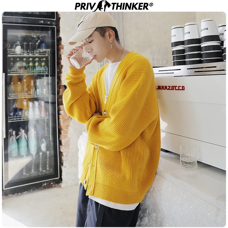 Privathinker 2020 мужские однотонные свободные вязаные свитера свободный свитер